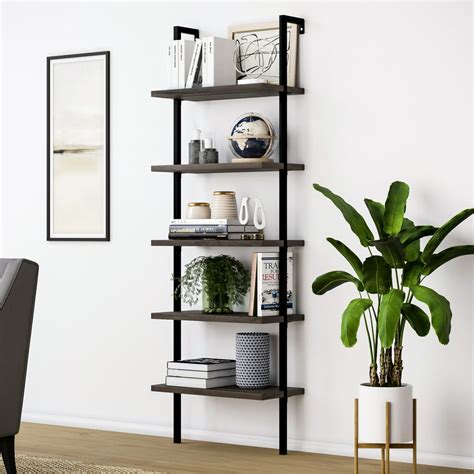 Our elegant 5-tier bookcase has a minimalist style that can fit your home office or living room. . Nathan james ladder bookcase